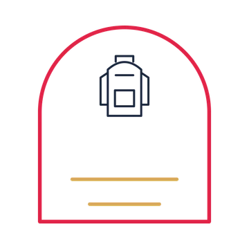 A arch label composition featuring school backpack for Education designs.