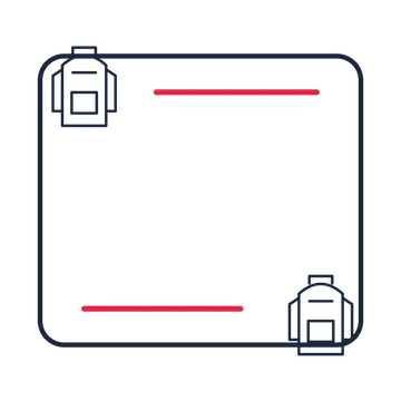 A corner frame composition featuring school backpack for Education designs.
