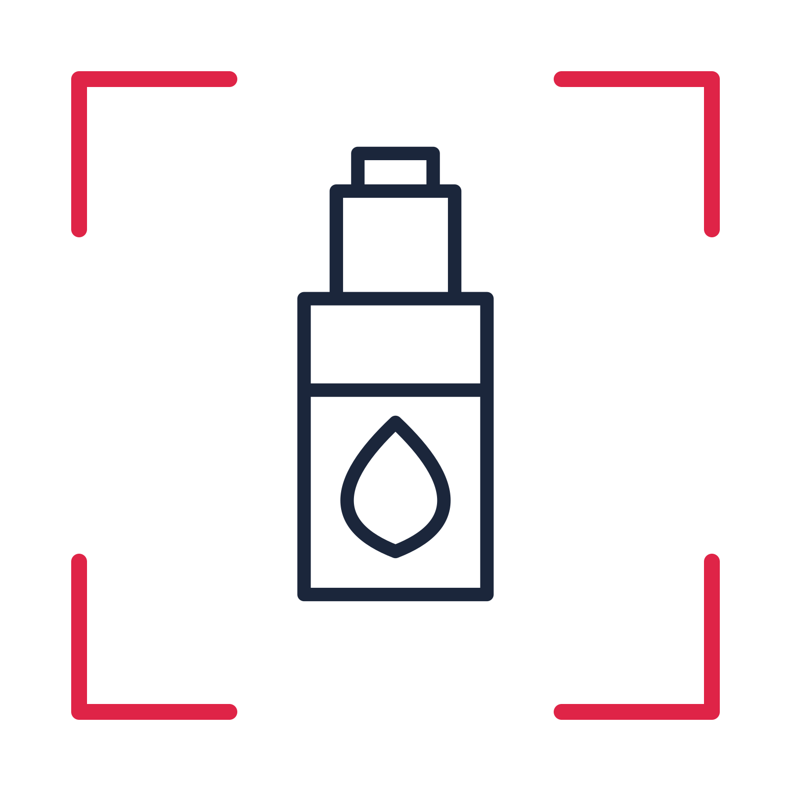 Essential oil bottle in a sketch frame drawing with clear rounded lines.