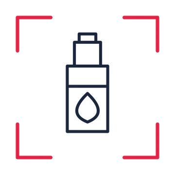 Essential oil bottle in a sketch frame drawing with clear rounded lines.