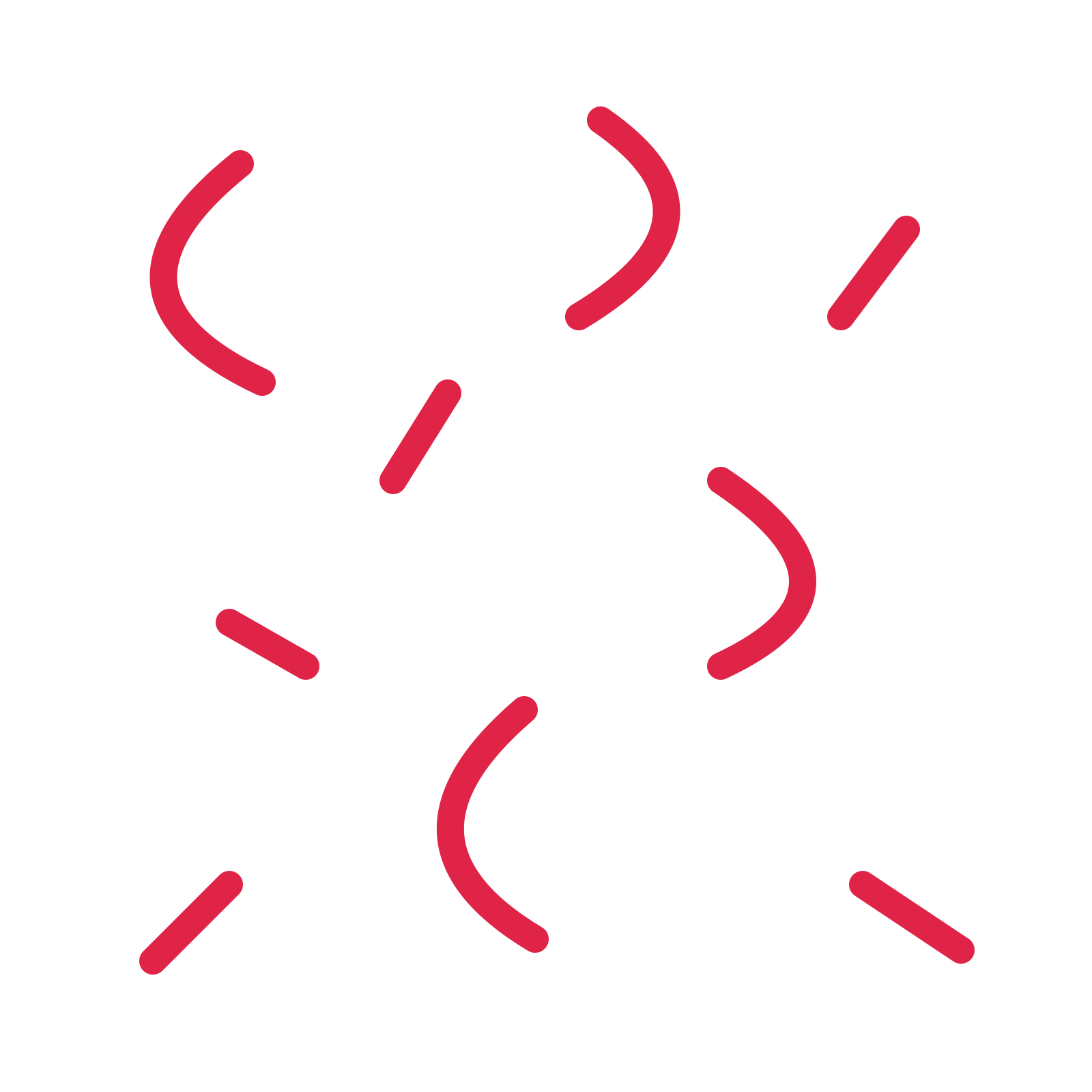 Celebration confetti cascade in an outline drawing with clear rounded lines.