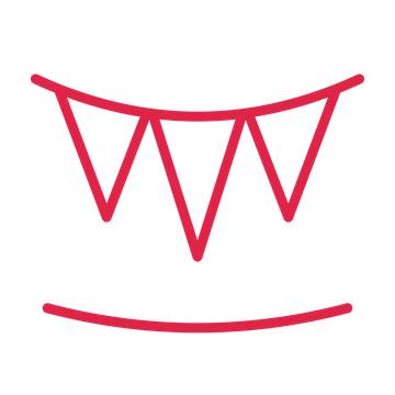 Event pennant bunting in an outline drawing with clear rounded lines.