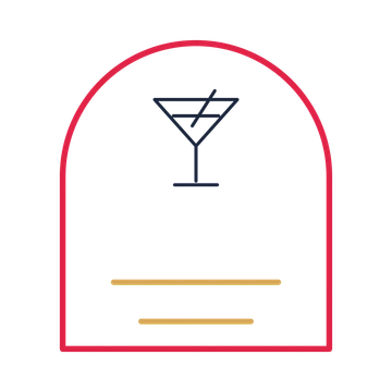A arch label composition featuring cocktail glass for Events & nightlife designs.