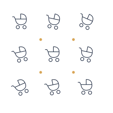 A scattered pattern composition featuring baby carriage for Family & baby designs.