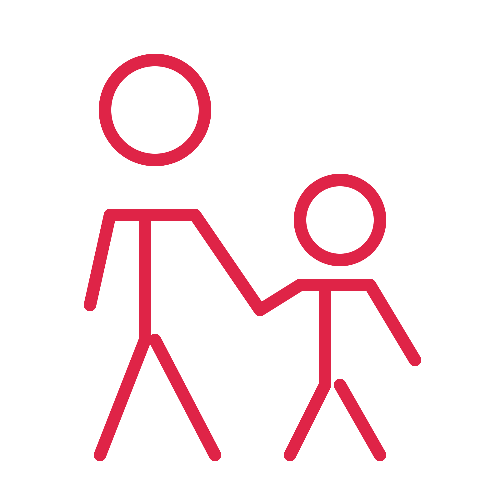 Father and child walking in an outline drawing with clear rounded lines.