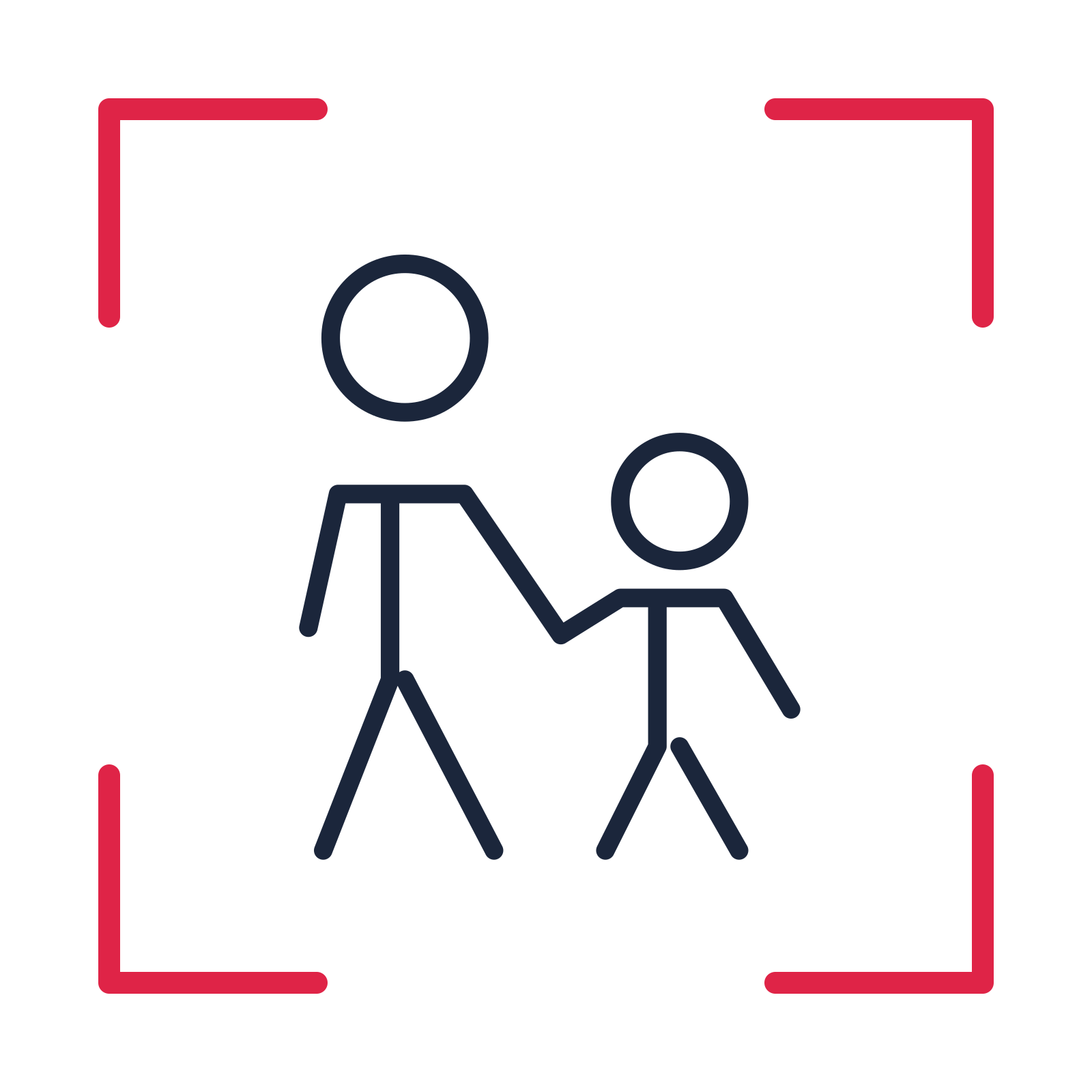 Father and child walking in a sketch frame drawing with clear rounded lines.