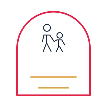 A arch label composition featuring father and child walking for Father’s Day designs.