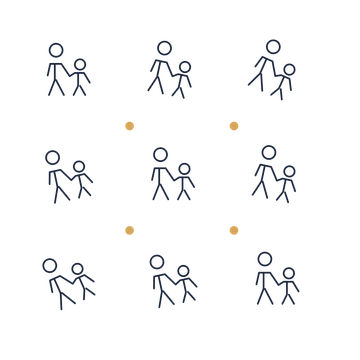 A scattered pattern composition featuring father and child walking for Father’s Day designs.