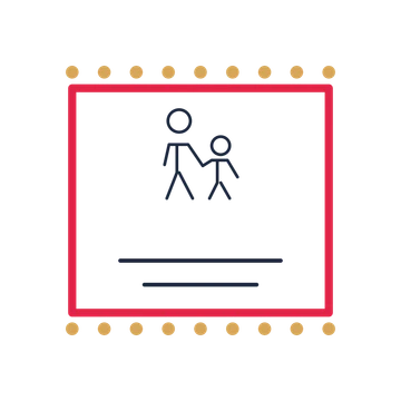 A stamp label composition featuring father and child walking for Father’s Day designs.