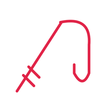 Father’s Day fishing rod in an outline drawing with clear rounded lines.