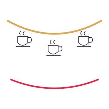 A garland composition featuring coffee cup and saucer for Food & drink designs.