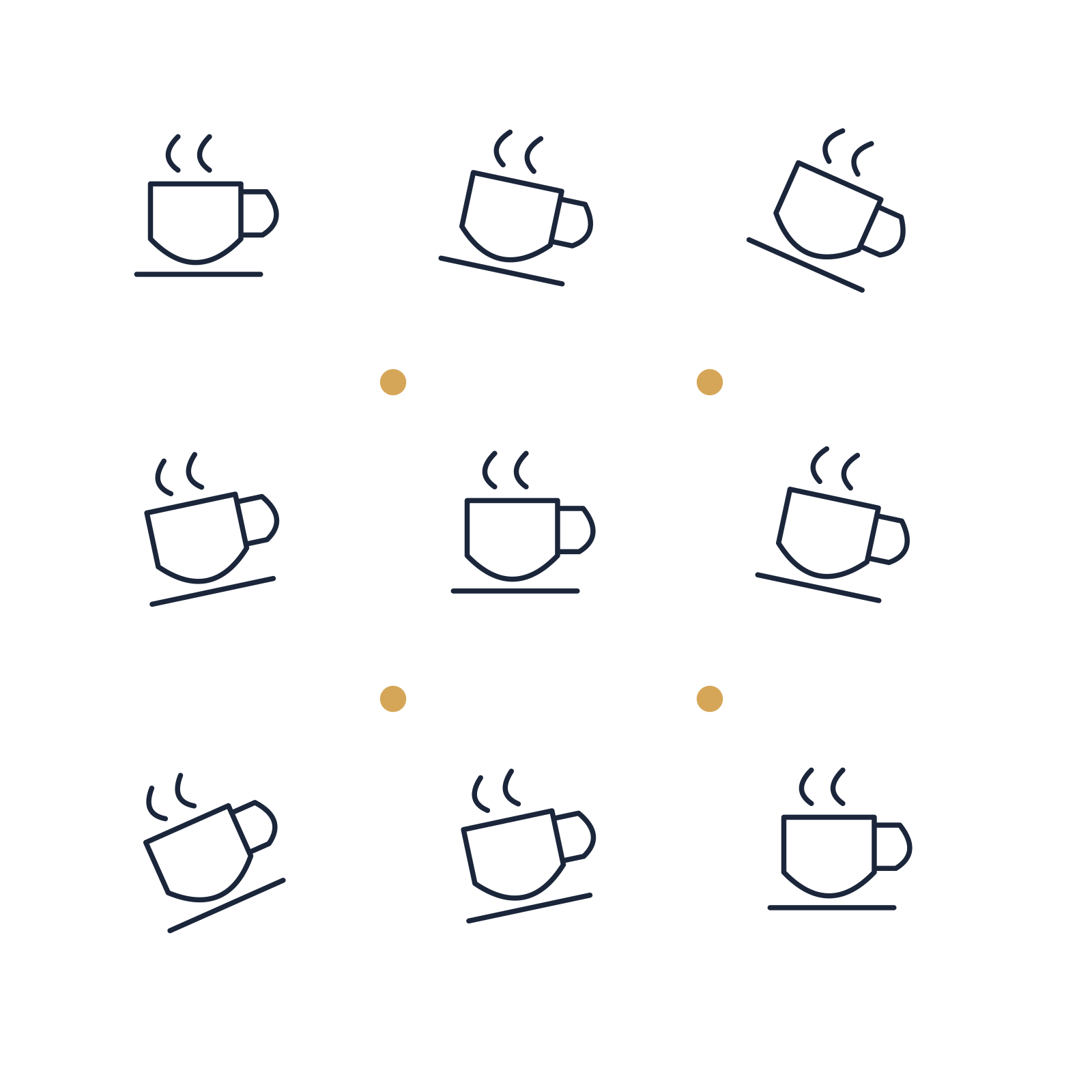 A scattered pattern composition featuring coffee cup and saucer for Food & drink designs.