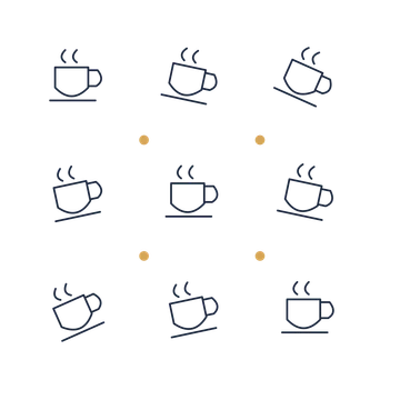 A scattered pattern composition featuring coffee cup and saucer for Food & drink designs.