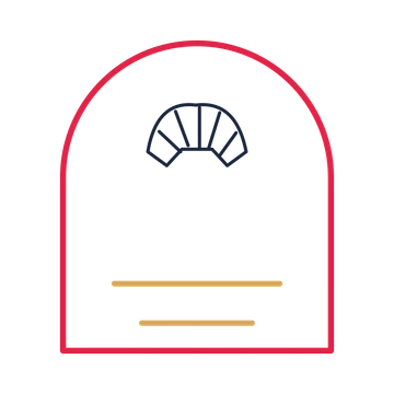 A arch label composition featuring fresh bakery croissant for Food & drink designs.