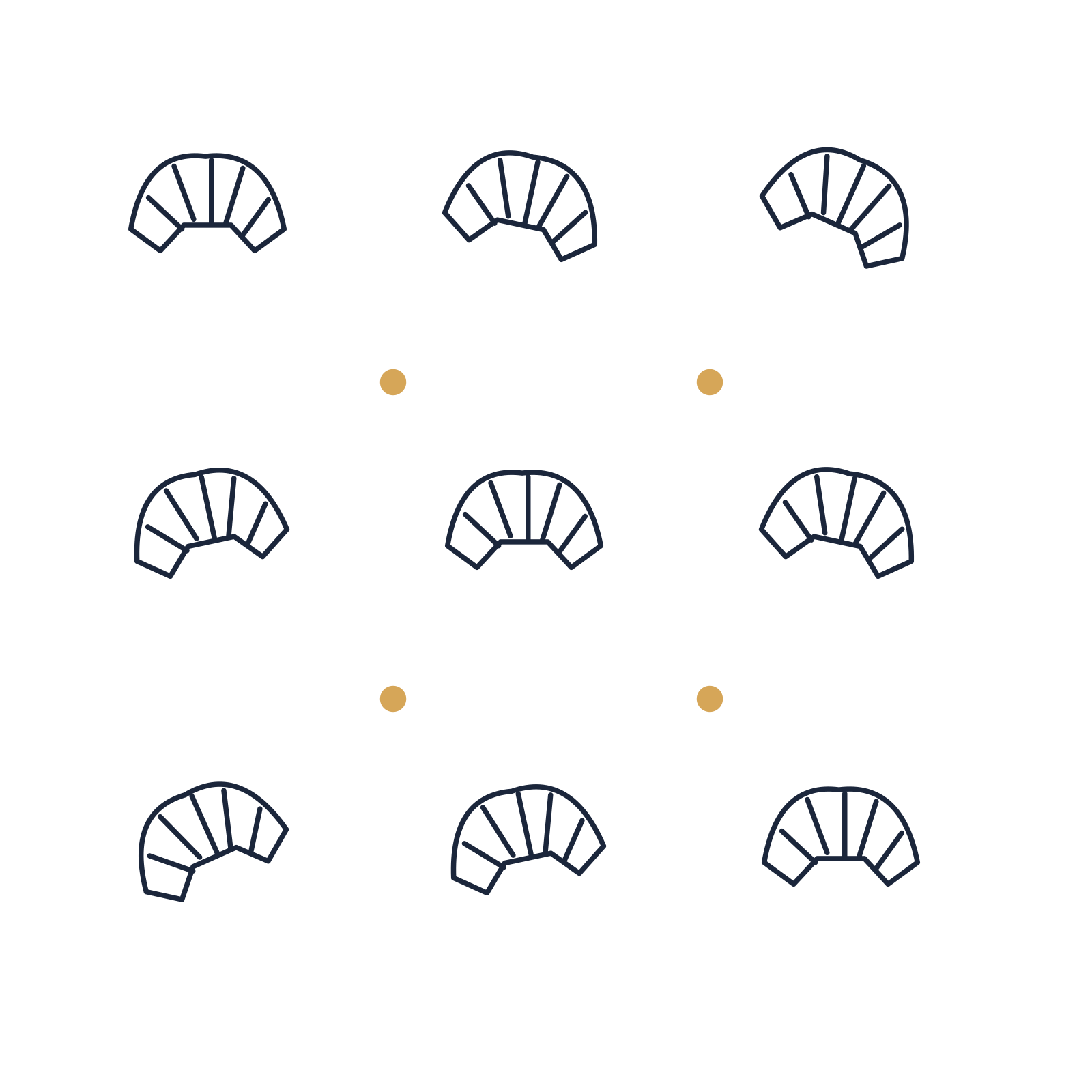 A scattered pattern composition featuring fresh bakery croissant for Food & drink designs.