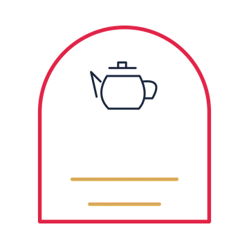 A arch label composition featuring tea pot for Food & drink designs.