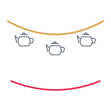 A garland composition featuring tea pot for Food & drink designs.