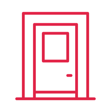 Welcoming front door in an outline drawing with clear rounded lines.