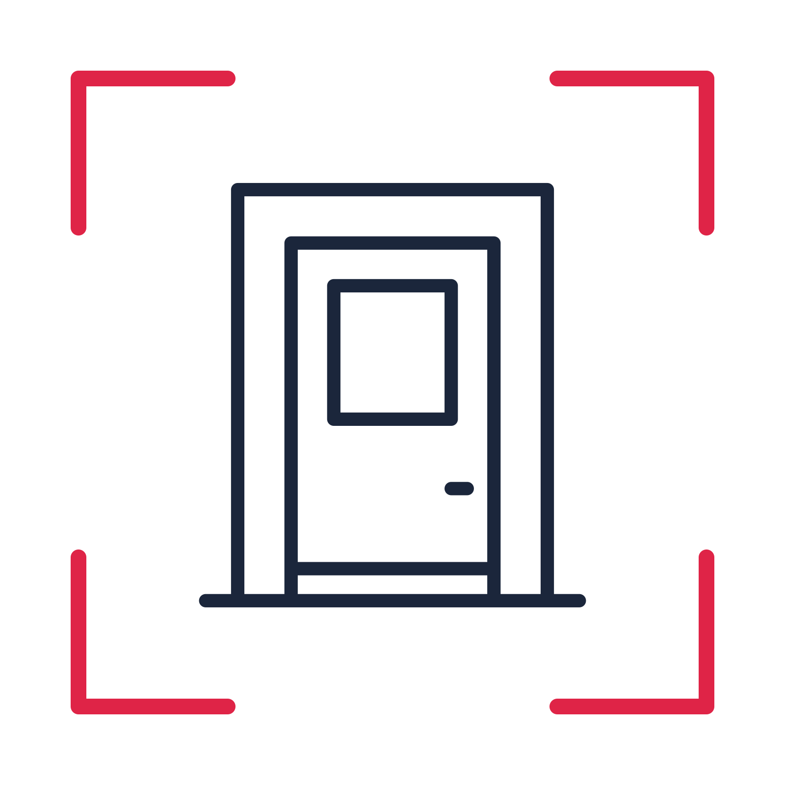 Welcoming front door in a sketch frame drawing with clear rounded lines.