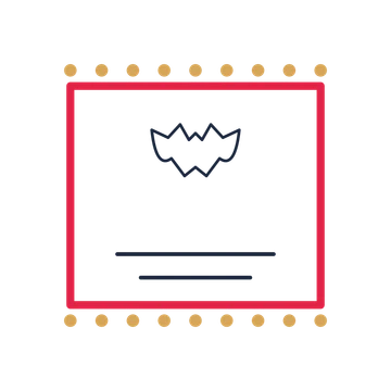 A stamp label composition featuring halloween bat for Halloween designs.