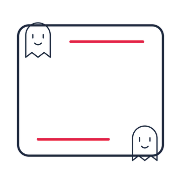 A corner frame composition featuring friendly halloween ghost for Halloween designs.
