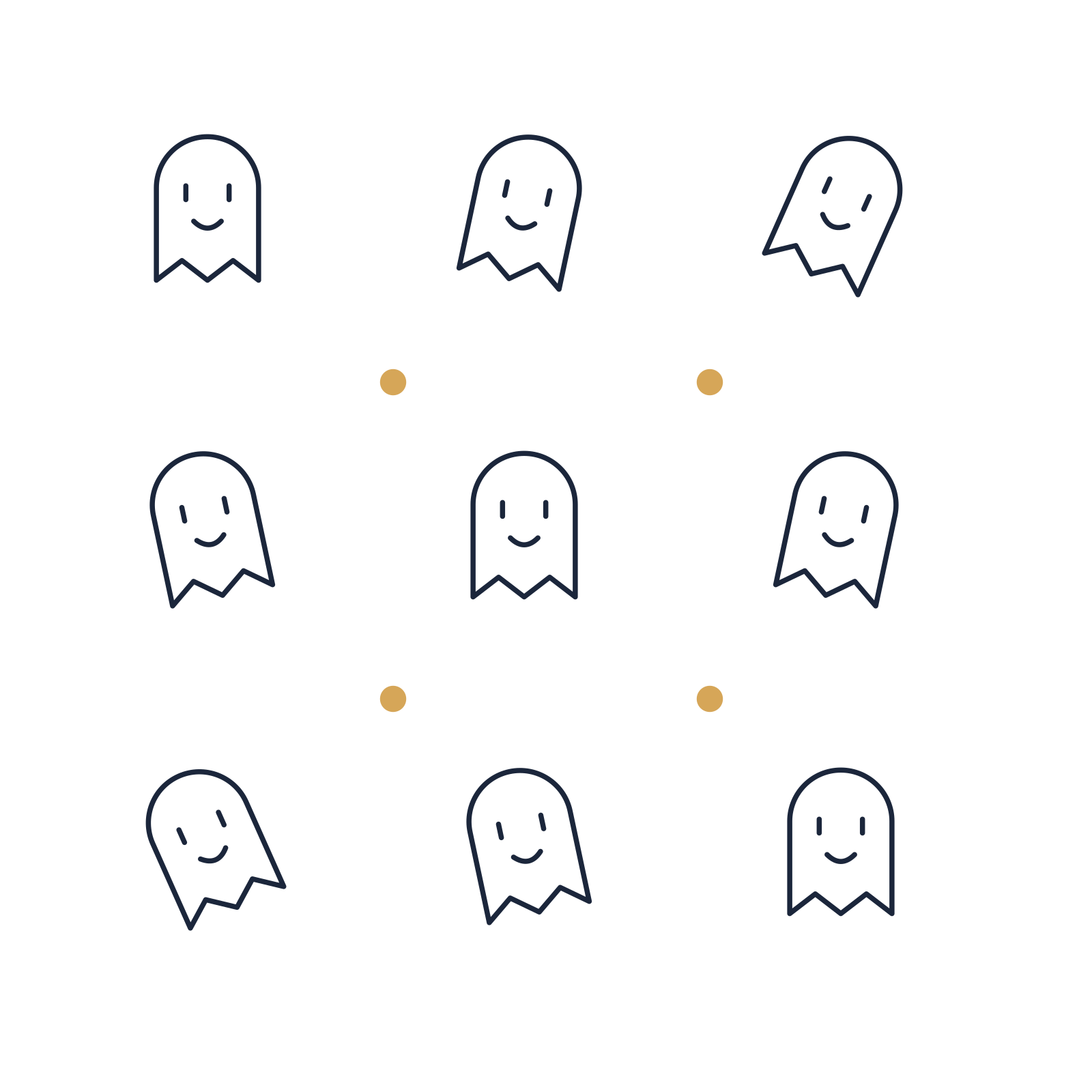 A scattered pattern composition featuring friendly halloween ghost for Halloween designs.