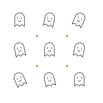 A scattered pattern composition featuring friendly halloween ghost for Halloween designs.