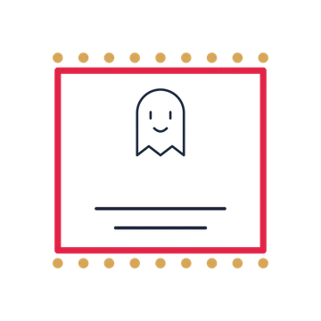 A stamp label composition featuring friendly halloween ghost for Halloween designs.