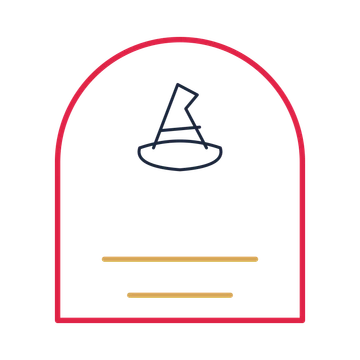 A arch label composition featuring witch hat for Halloween designs.