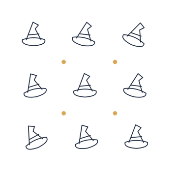 A scattered pattern composition featuring witch hat for Halloween designs.