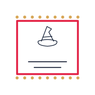 A stamp label composition featuring witch hat for Halloween designs.