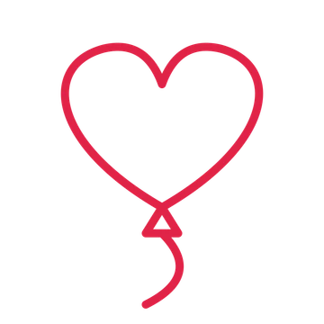 Valentine heart balloon in an outline drawing with clear rounded lines.