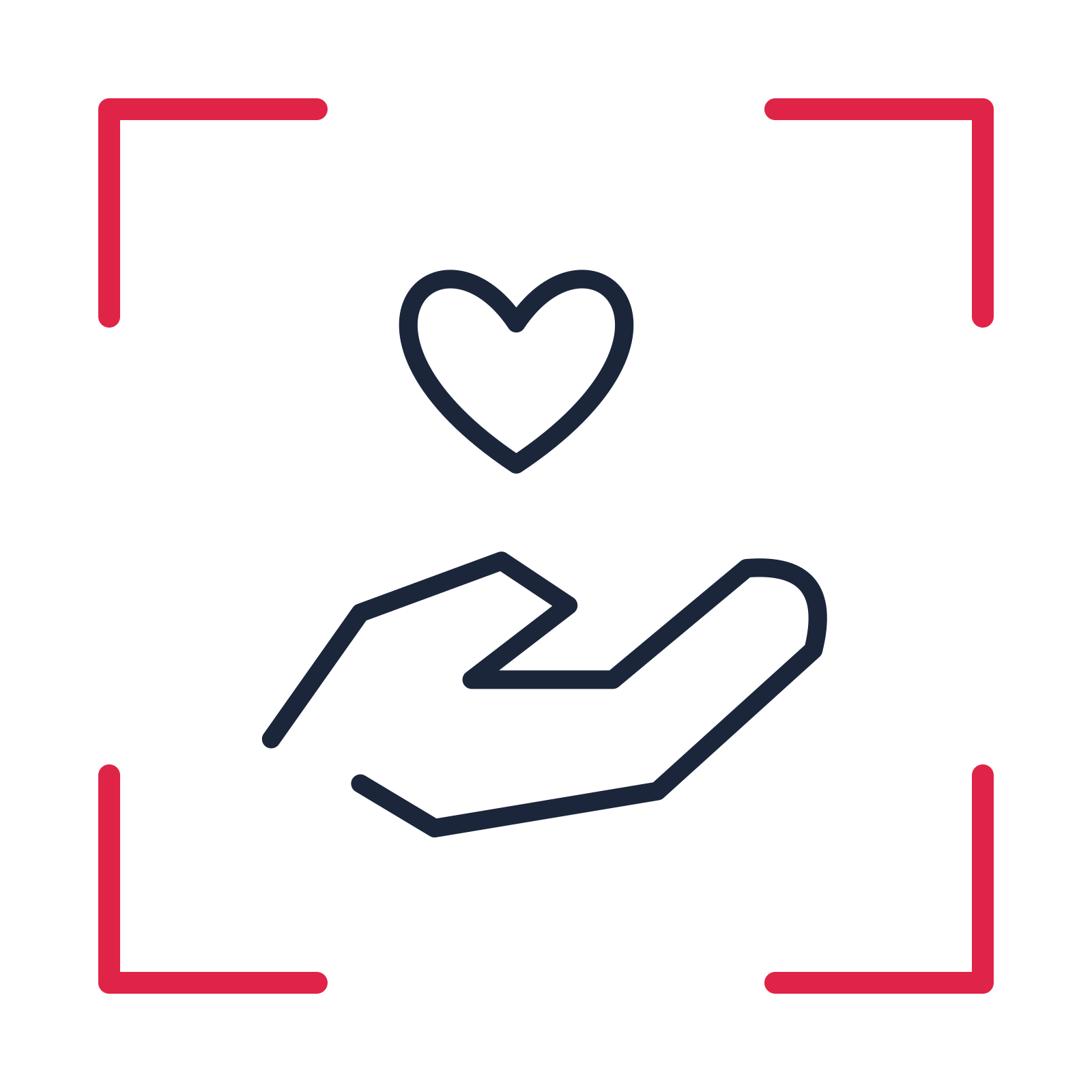 Community helping hands in a sketch frame drawing with clear rounded lines.