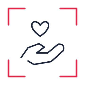 Community helping hands in a sketch frame drawing with clear rounded lines.