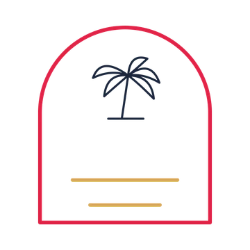 A arch label composition featuring holiday palm tree for Holidays designs.