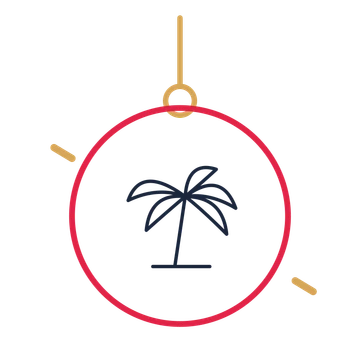 A hanging ornament composition featuring holiday palm tree for Holidays designs.