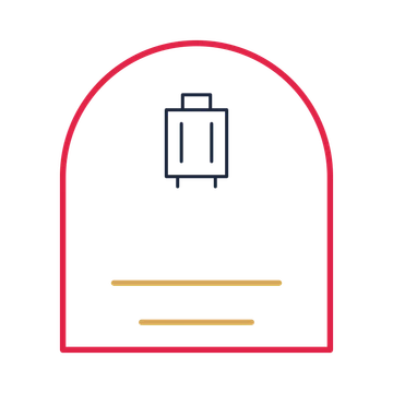 A arch label composition featuring travel suitcase for Holidays designs.