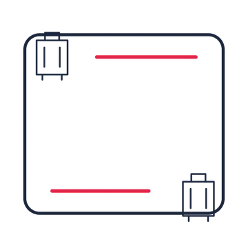 A corner frame composition featuring travel suitcase for Holidays designs.