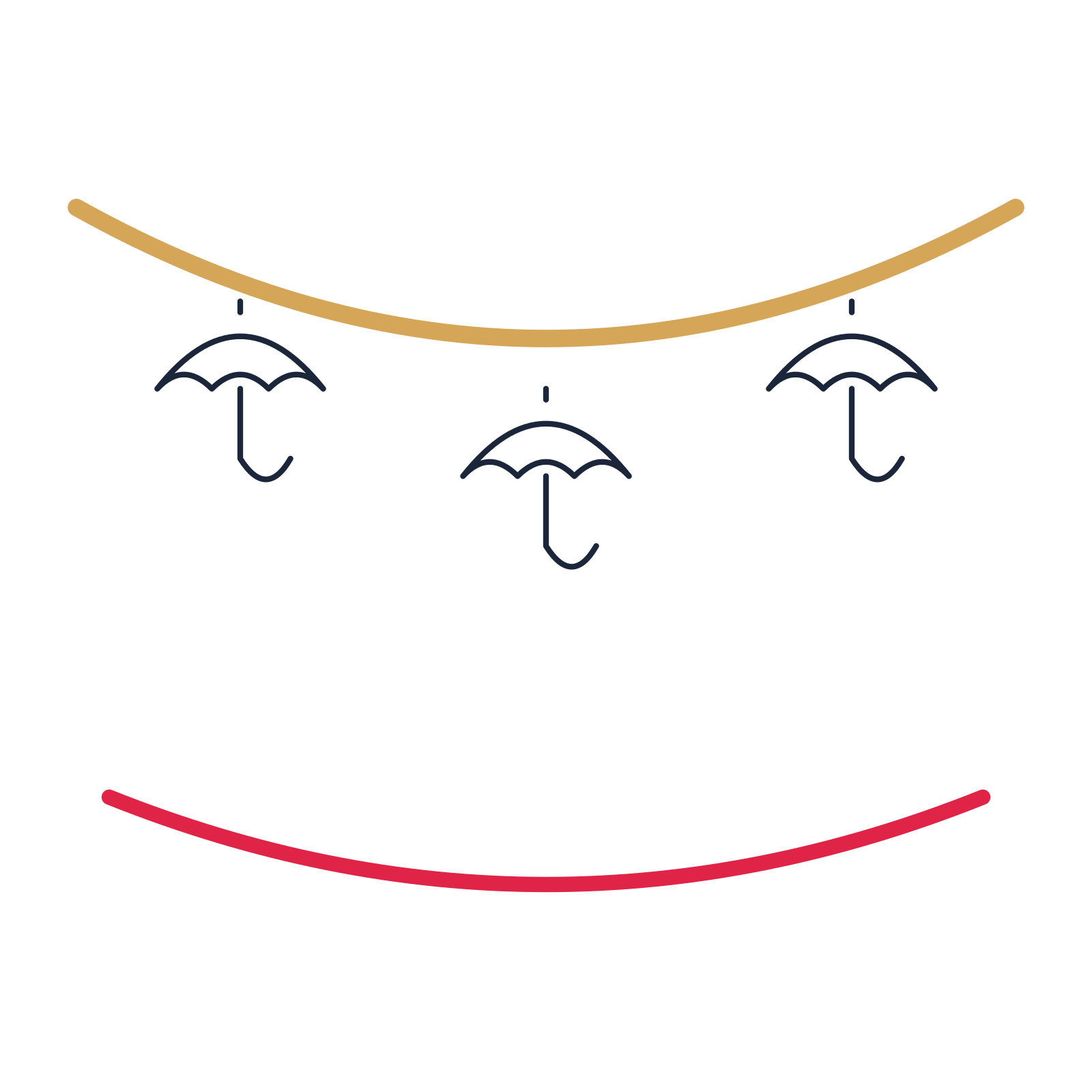 A garland composition featuring rain umbrella for Holidays designs.