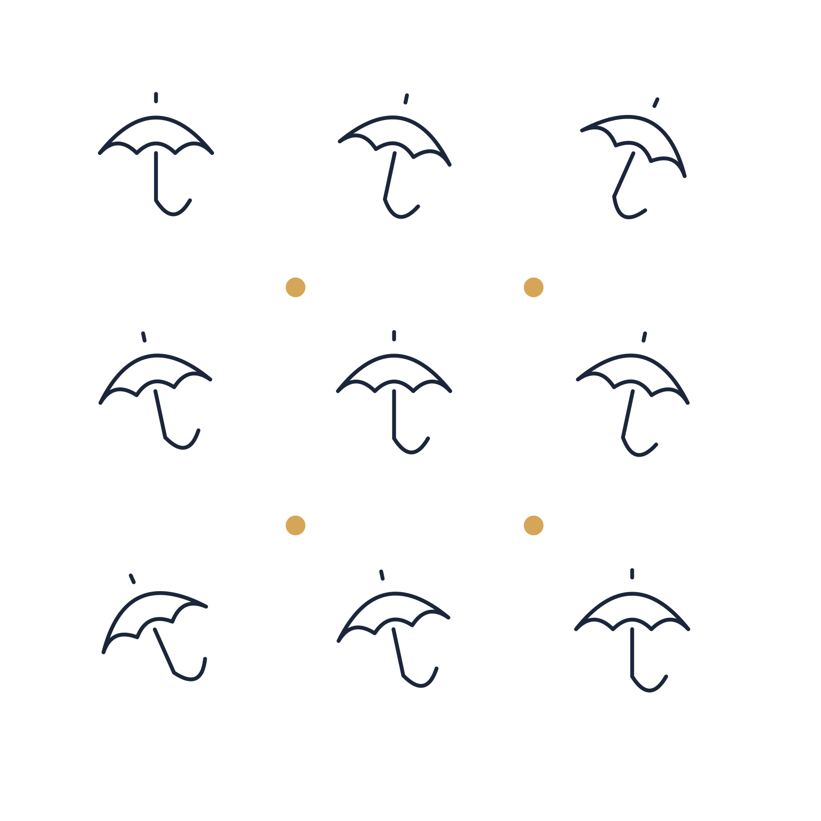 A scattered pattern composition featuring rain umbrella for Holidays designs.