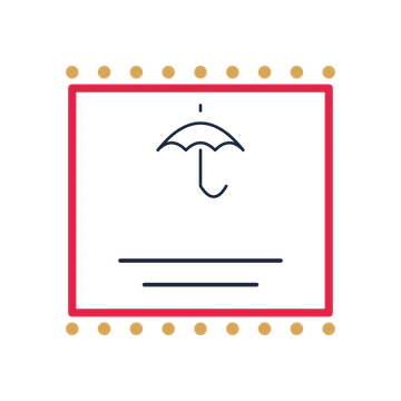 A stamp label composition featuring rain umbrella for Holidays designs.