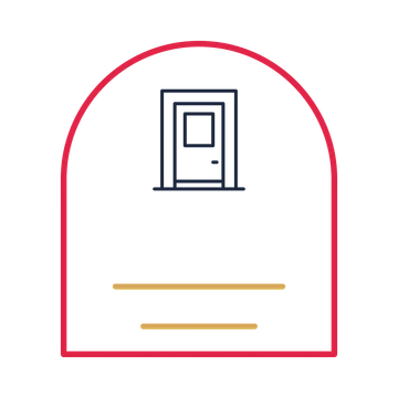 A arch label composition featuring welcoming front door for Home & property designs.