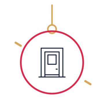 A hanging ornament composition featuring welcoming front door for Home & property designs.