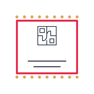 A stamp label composition featuring home room floor plan for Home & property designs.