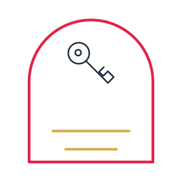 A arch label composition featuring house key for Home & property designs.
