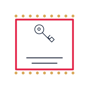 A stamp label composition featuring house key for Home & property designs.