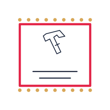 A stamp label composition featuring home renovation hammer for Home & property designs.