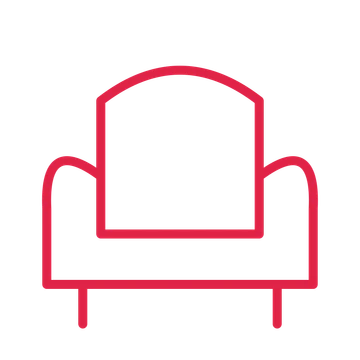Home reading armchair in an outline drawing with clear rounded lines.