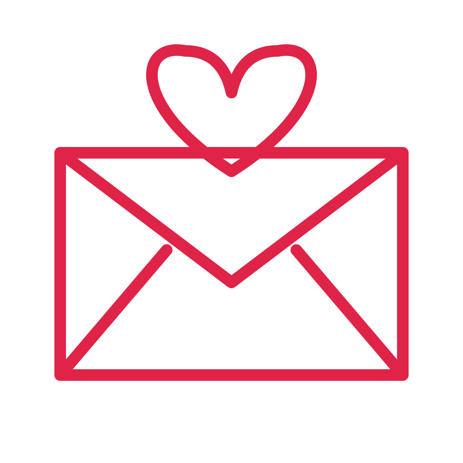 Valentine love letter in an outline drawing with clear rounded lines.