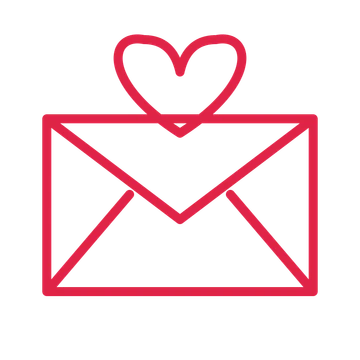 Valentine love letter in an outline drawing with clear rounded lines.